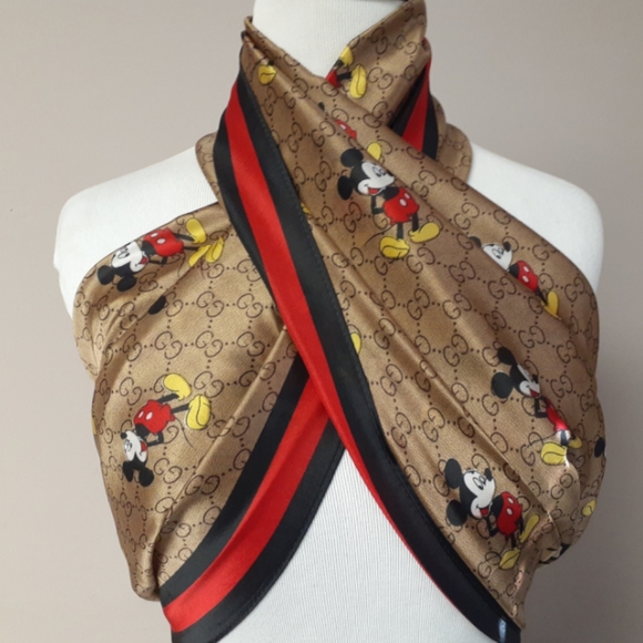 gucci mickey mouse silk scarf